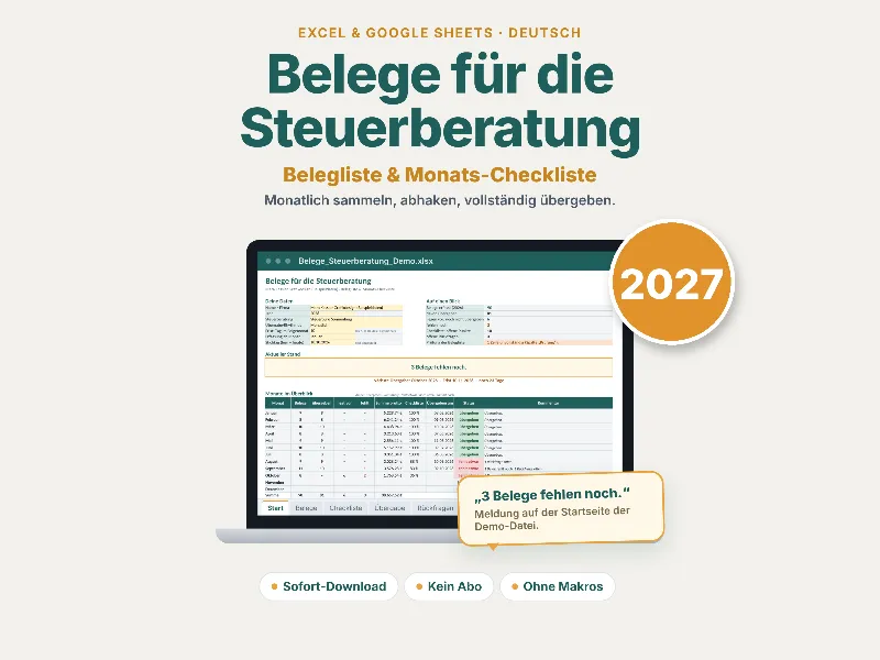 Belege für die Steuerberatung – Beispielansicht