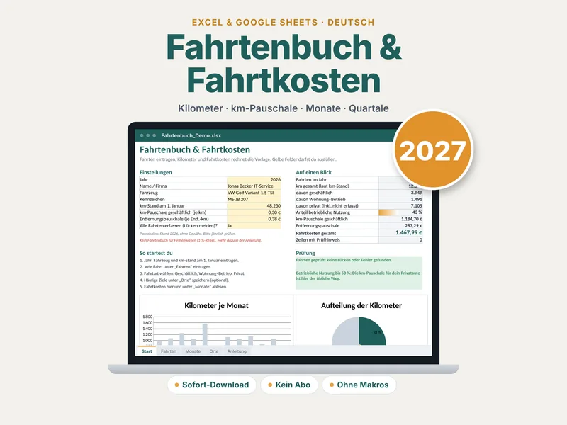Fahrtenbuch und Fahrtkosten – Beispielansicht
