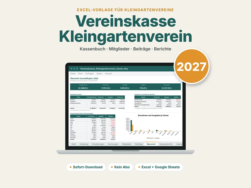 Vereinskasse Kleingartenverein – Beispielansicht