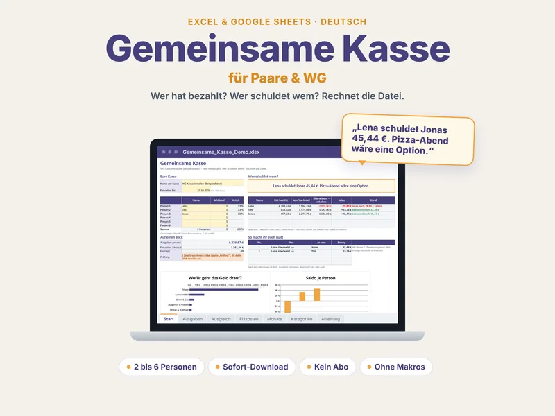 Gemeinsame Kasse für Paare und WG – Beispielansicht