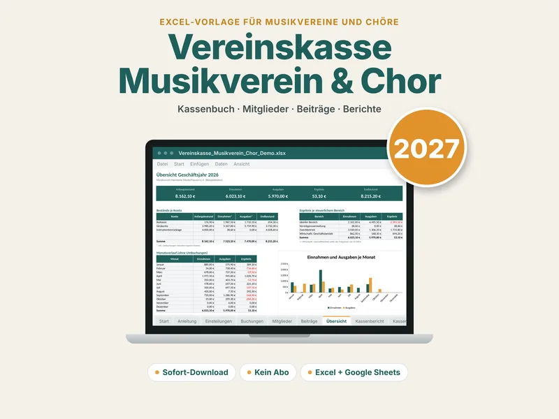Vereinskasse Musikverein und Chor – Beispielansicht