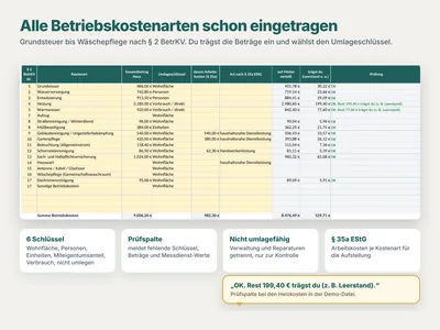 Beispielansicht: Kosten eintragen