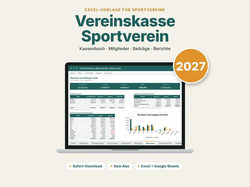 Vereinskasse Sportverein – Beispielansicht