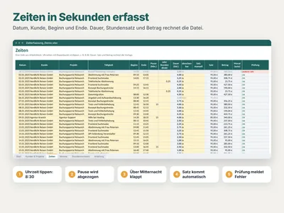 Beispielansicht: Zeiten eintragen